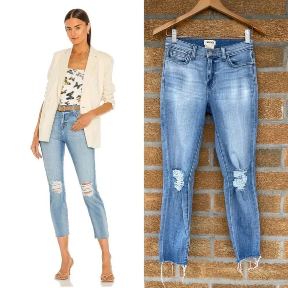 L'AGENCE Denim - L'Agence El Matador French Slim Mid-Rise Jeans in Dry Ice sz 25
